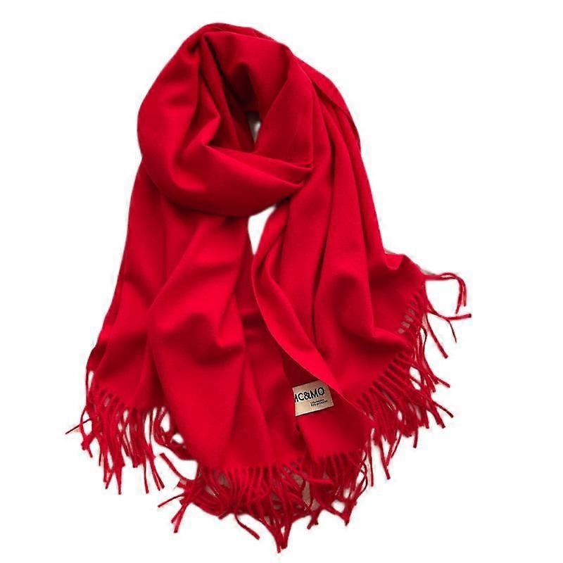 Women’s Thick Soft Wool Cashmere Shawl Scarf – Warm Solid Shawl-Red | Fruugo SG