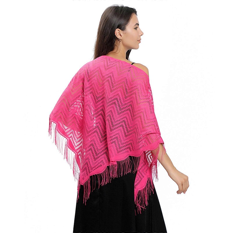 Women’s Triangle Lace Shawl with Tassels Waved Shoulder Wrap Shawl Scarf for Bridal Gowns and Evening Parties  Rose Red | Fruugo SG