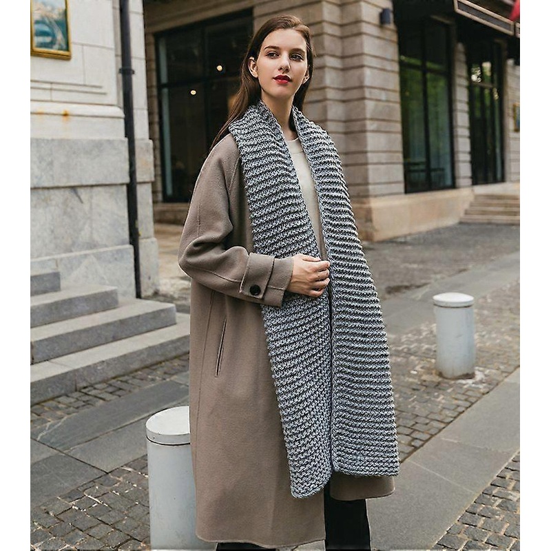 women’s winter thickened solid color thick wool handmade scarf | Fruugo SG