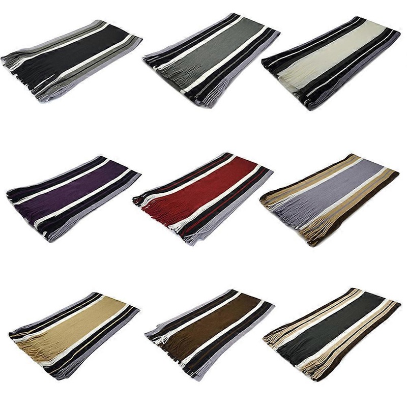 Chic Striped Scarf Men Winter Warm Imitation Cashmere Knitted 1Set | Fruugo SG