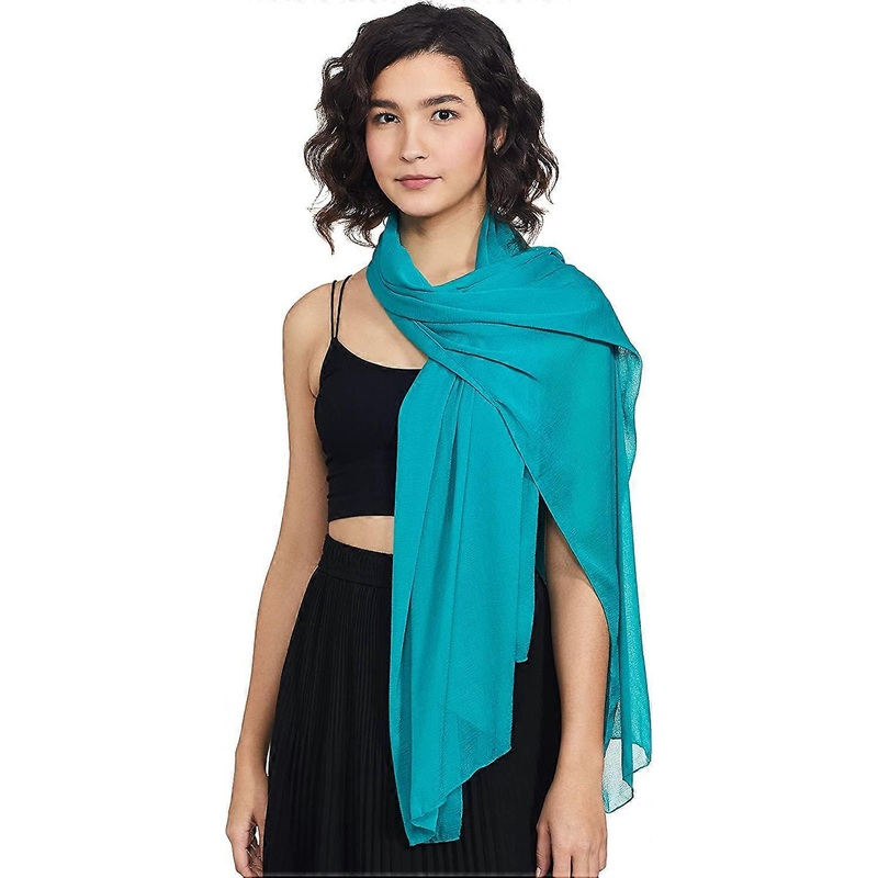 Chiffon Scarf Lightweight Soft Sheer Long Head Wrap Solid All Season Teal 36 x 72 | Fruugo SG