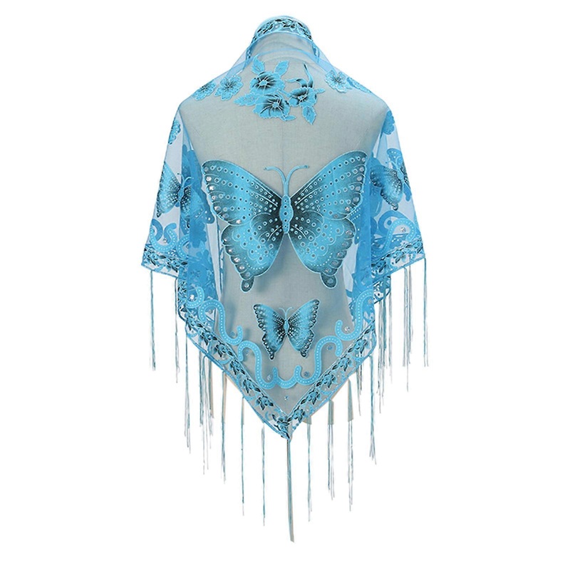 Lace Triangle Scarf Butterfly Embroidered Shawl Sheer Shawl With Fringe Shawls And Wrap For Evening Dresses Fringe Wrap | Fruugo SG