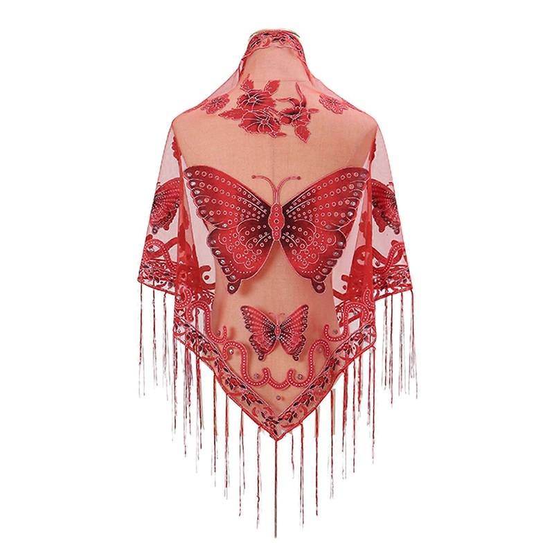 Lace Triangle Scarf Formal Shawls And Wrap For Evening Dresses Butterfly Embroidered Shawl Sheer Shawl With Fringe | Fruugo SG