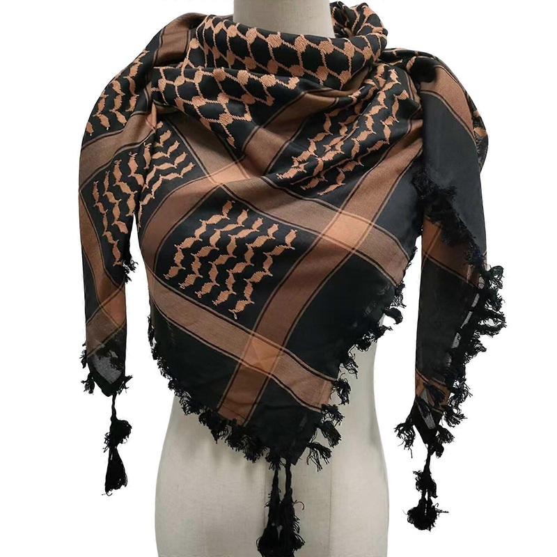 Multiuse Shemagh Head Scarf Sun Protective Arab Keffiyeh Cotton Headscarf Arabian Headcover Fringed Shawl for Daily Use  brown | Fruugo SG