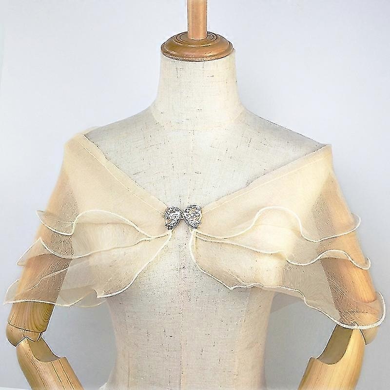 wedding bridal gauze shawl with bowknot clip mesh shrug bolero lady elegant party cocktail | Fruugo SG