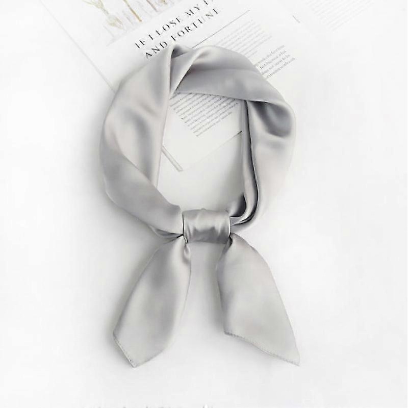 Women’s Fashion Soft Large Satin Square Chiffon Polyester Scarf Set Head Neck Multiuse Solid Colors Available-Light Gray | Fruugo SG