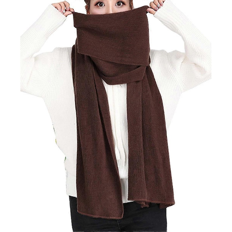 Women’s Warm Long Shawl Winter Warm Large Scarf Pure Color Coffee – | Fruugo SG