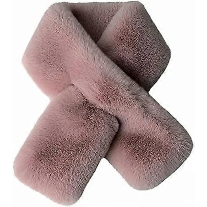 Women’s Winter Fall Furry Faux Fur Loophole Scarf Soft Cozy Neck Warmer Wrap Dark Pink – | Fruugo SG