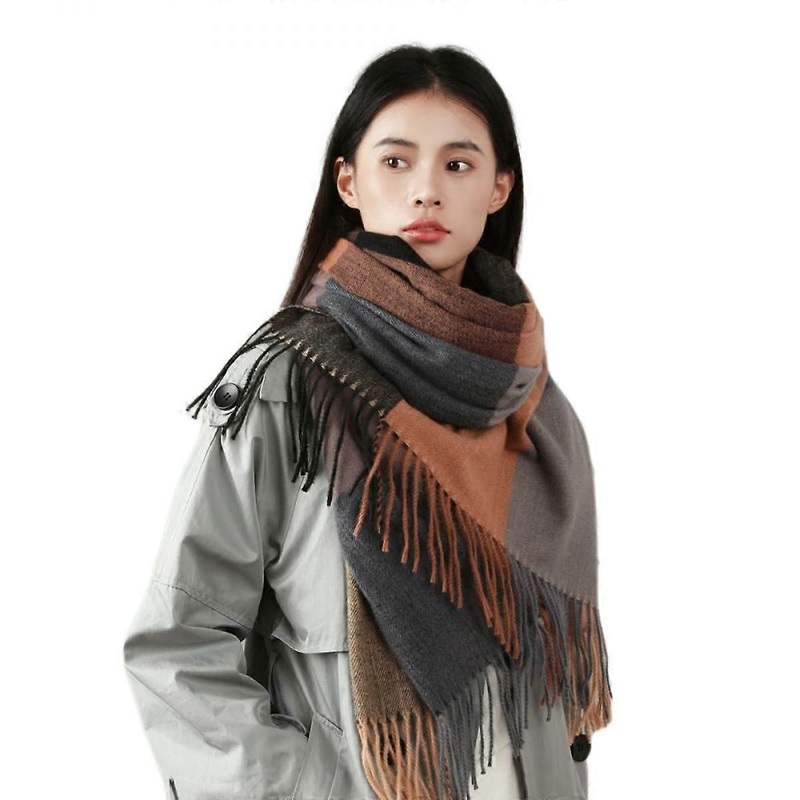 Women Scarf Cashmere Feel Shawl Warm Winter Pashmina Wrap Long Plaid Soft Thick Blanket Scarves | Fruugo SG