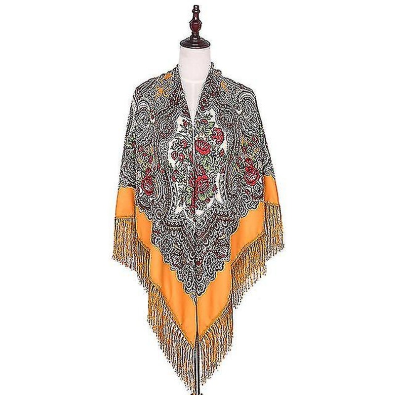Blanket Shawl N Babushka Oversize Retro Women Tassel Foulard Square Poncho Hijab 160cm Wrap F | Fruugo SG