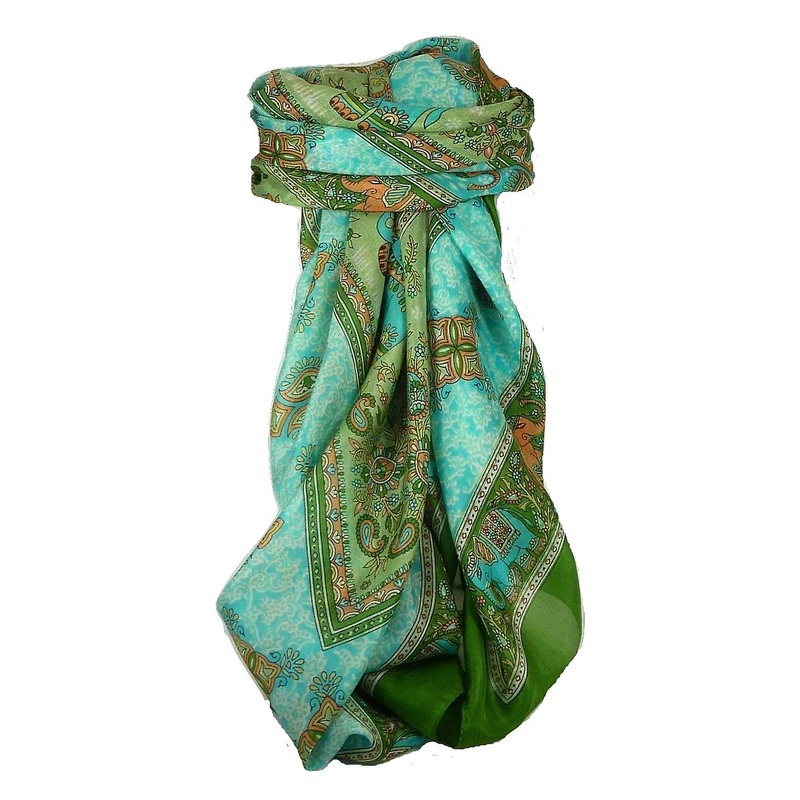 Classic Paisley Square Scarf Mulberry Silk Dyal Mint by Pashmina & Silk | Fruugo SG