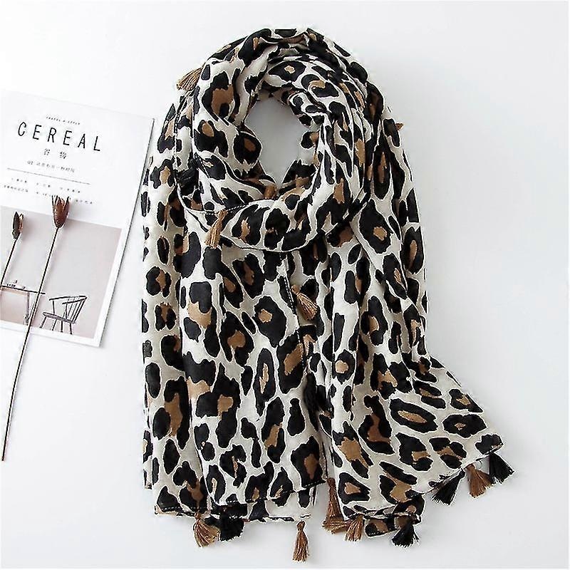 Fashion Design Sexy Leopard Dot Tassel Viscose Shawl Scarf High Quality Neckerchief Autumn Winter Foulards Leopard Print Scarf | Fruugo SG