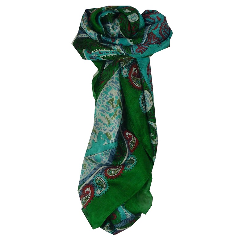 Mulberry Silk Classic Square Scarf Indore Green by Pashmina & Silk | Fruugo SG