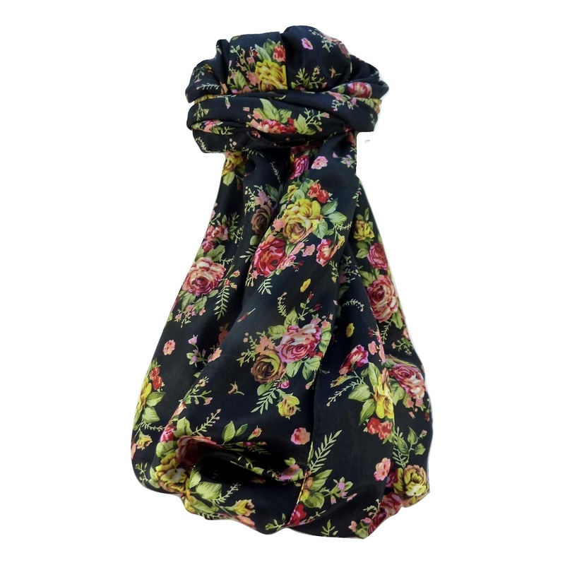 Mulberry Silk Contemporary Long Scarf Desiraju Black by Pashmina & Silk | Fruugo SG