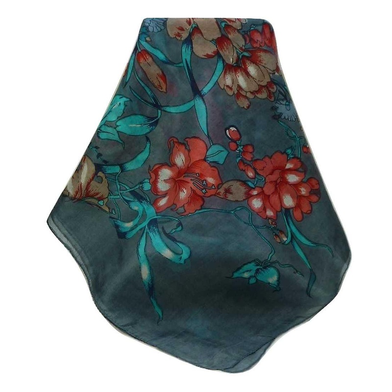 Mulberry Silk Contemporary Square Scarf Jaitak Charcoal by Pashmina & Silk | Fruugo SG
