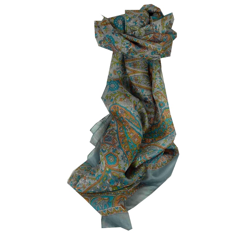Mulberry Silk Traditional Long Scarf Baira Grey by Pashmina & Silk | Fruugo SG