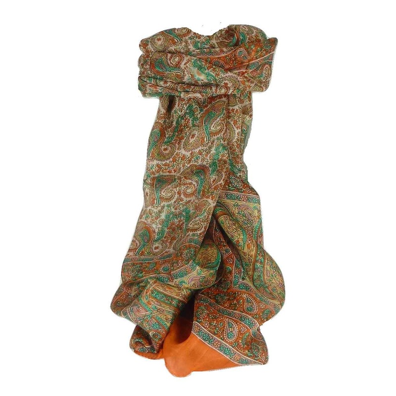 Mulberry Silk Traditional Long Scarf Dhobi Terracotta by Pashmina & Silk | Fruugo SG