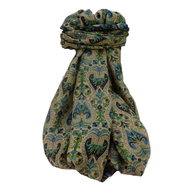 Mulberry Silk Traditional Long Scarf Dwarak Black by Pashmina & Silk | Fruugo SG