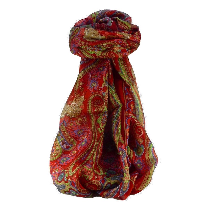 Mulberry Silk Traditional Long Scarf Godavary Scarlet by Pashmina & Silk | Fruugo SG
