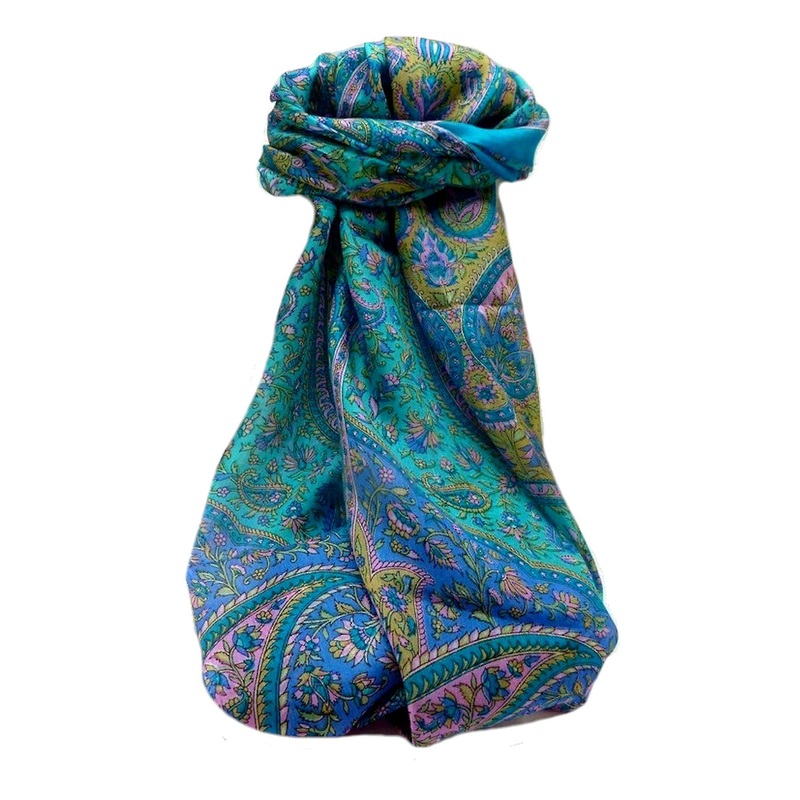 Mulberry Silk Traditional Long Scarf  Ishara Aqua by Pashmina & Silk | Fruugo SG