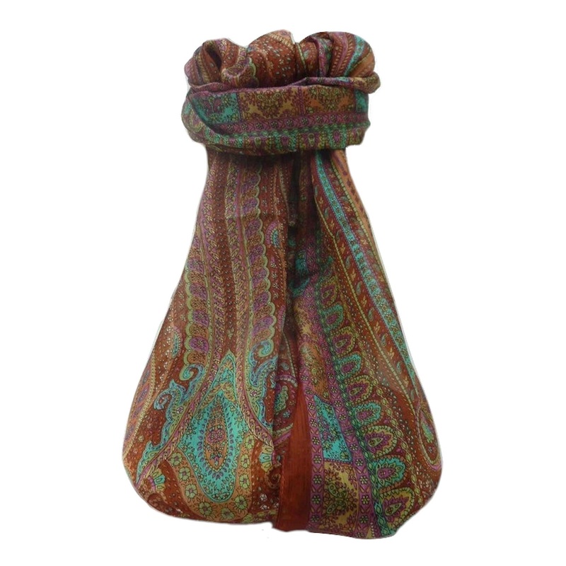 Mulberry Silk Traditional Long Scarf  Ranveer Copper by Pashmina & Silk | Fruugo SG