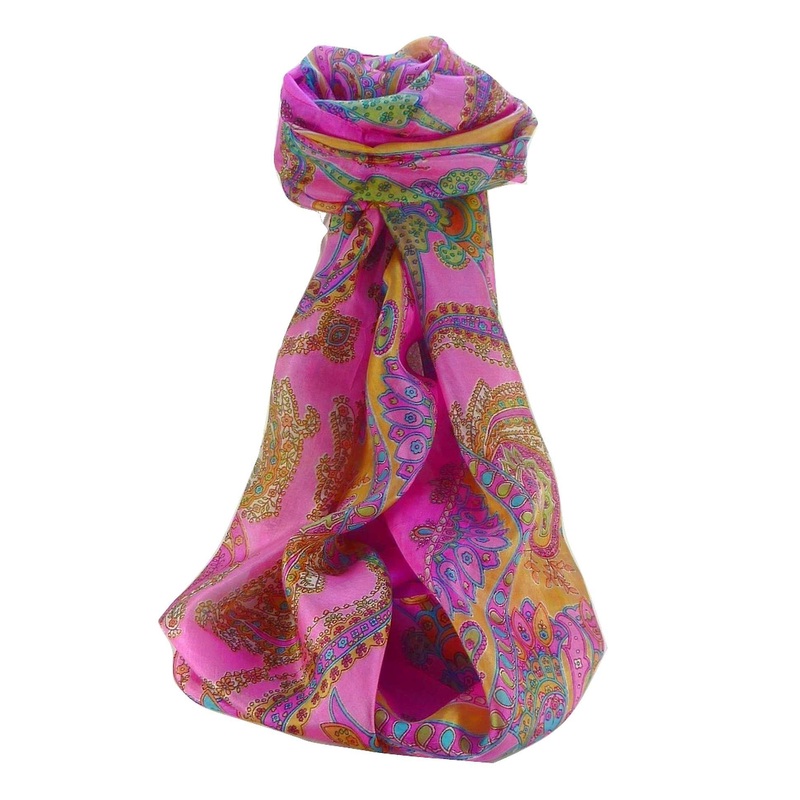 Mulberry Silk Traditional Long Scarf Shipra Pink by Pashmina & Silk | Fruugo SG