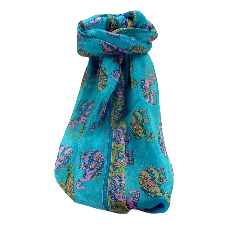 Mulberry Silk Traditional Long Scarf  Yahan Aqua by Pashmina & Silk | Fruugo SG