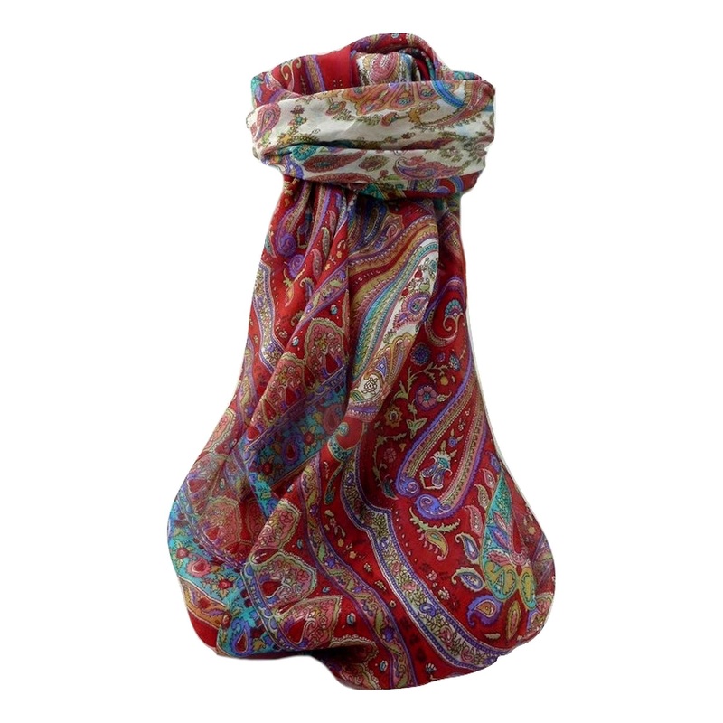 Mulberry Silk Traditional Square Scarf Anil Scarlet by Pashmina & Silk | Fruugo SG