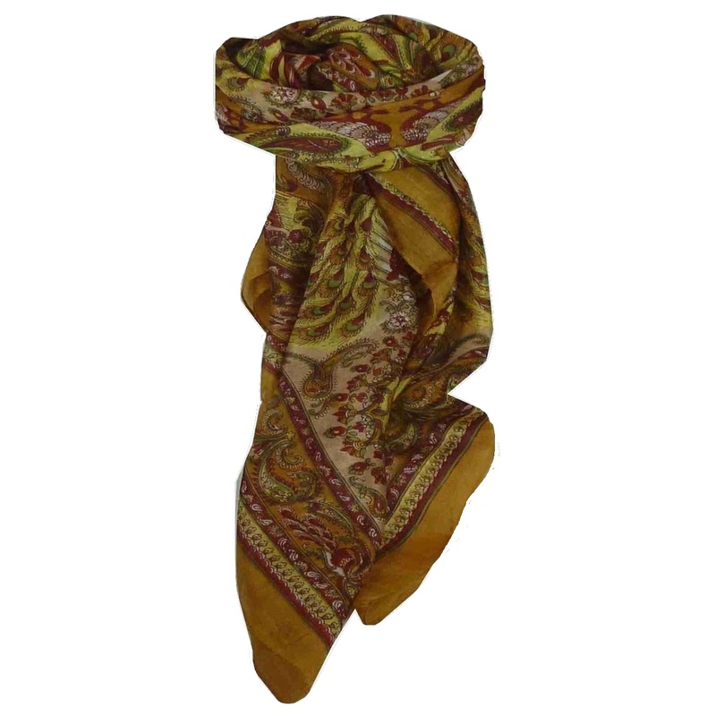 Mulberry Silk Traditional Square Scarf Dawa Caramel & Pink by Pashmina & Silk | Fruugo SG