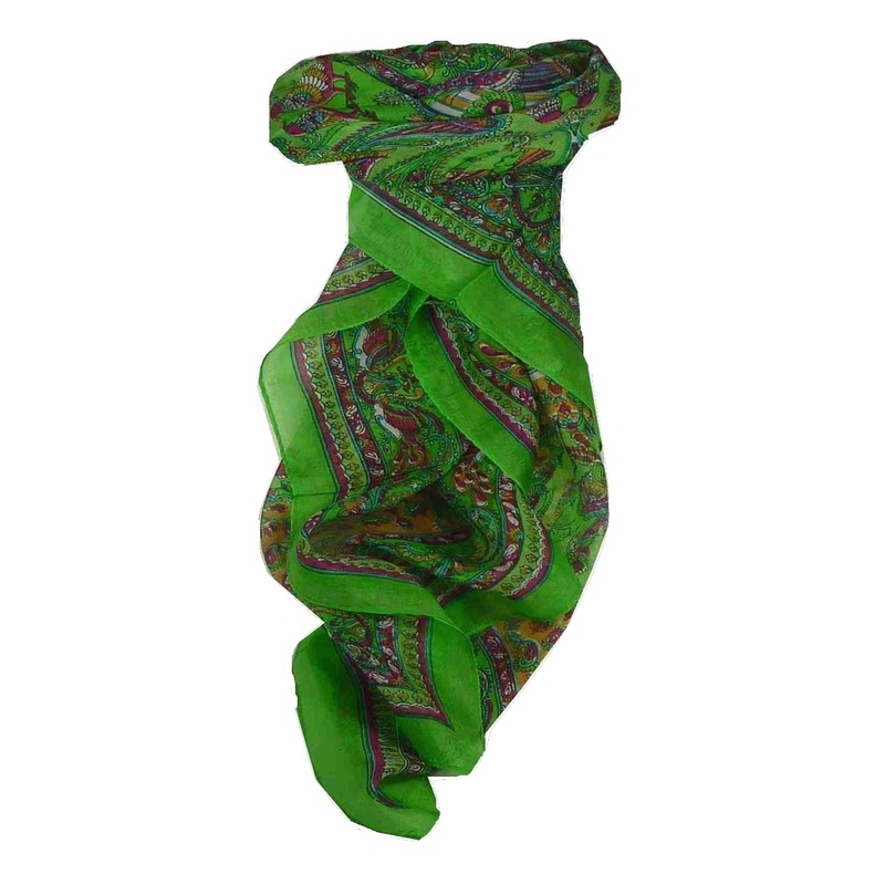Mulberry Silk Traditional Square Scarf Dawa Citron Vert by Pashmina & Silk | Fruugo SG