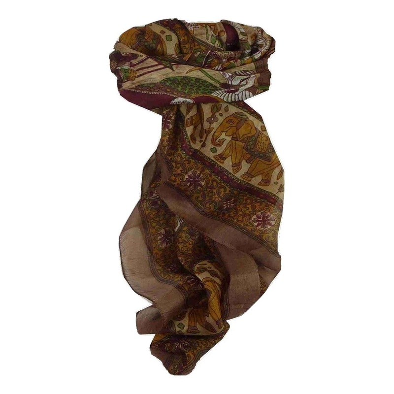 Mulberry Silk Traditional Square Scarf Farrin Coffee & Wine by Pashmina & Silk | Fruugo SG