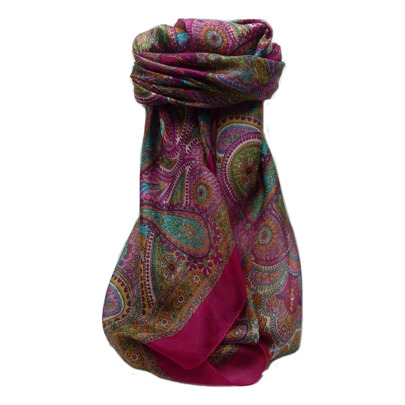 Mulberry Silk Traditional Square Scarf Gul Pink by Pashmina & Silk | Fruugo SG