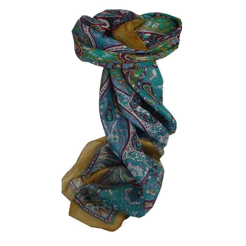 Mulberry Silk Traditional Square Scarf Guyan Caramel by Pashmina & Silk | Fruugo SG