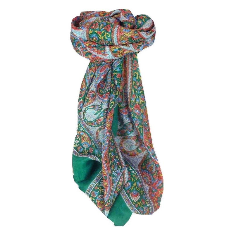 Mulberry Silk Traditional Square Scarf Hindon Teal by Pashmina & Silk | Fruugo SG