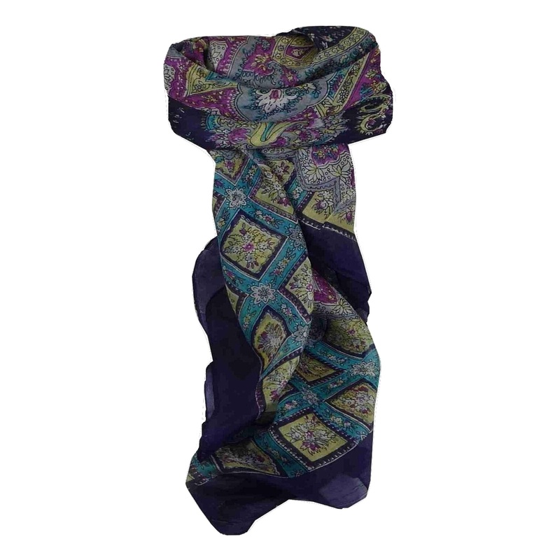 Mulberry Silk Traditional Square Scarf Nagal Navy by Pashmina & Silk | Fruugo SG