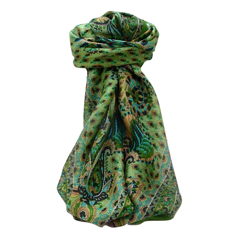 Mulberry Silk Traditional Square Scarf Osh Sage by Pashmina & Silk | Fruugo SG