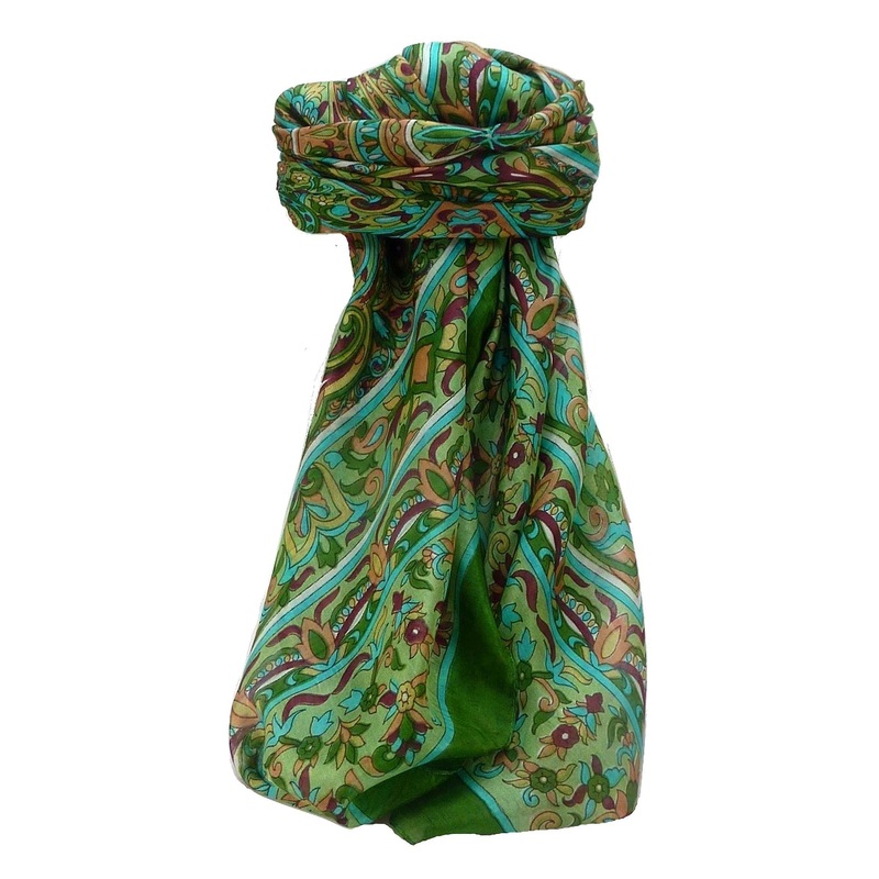 Mulberry Silk Traditional Square Scarf Quira Sage by Pashmina & Silk | Fruugo SG