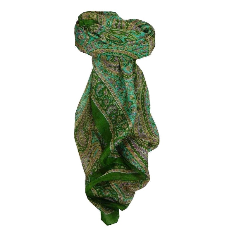 Mulberry Silk Traditional Square Scarf Rohana Sage by Pashmina & Silk | Fruugo SG