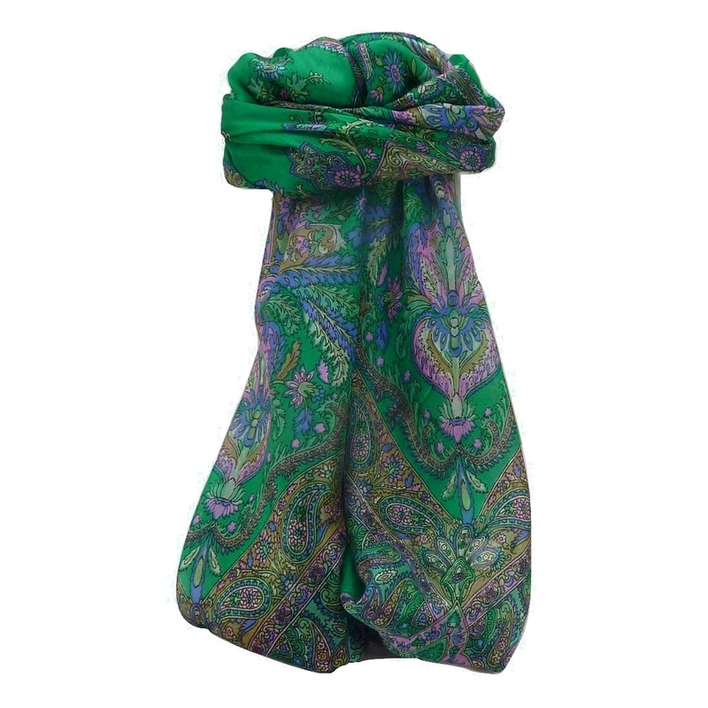 Mulberry Silk Traditional Square Scarf Sunil Emerald by Pashmina & Silk | Fruugo SG