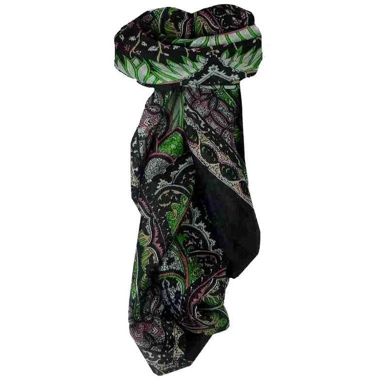Mulberry Silk Traditional Square Scarf Tara Black by Pashmina & Silk | Fruugo SG