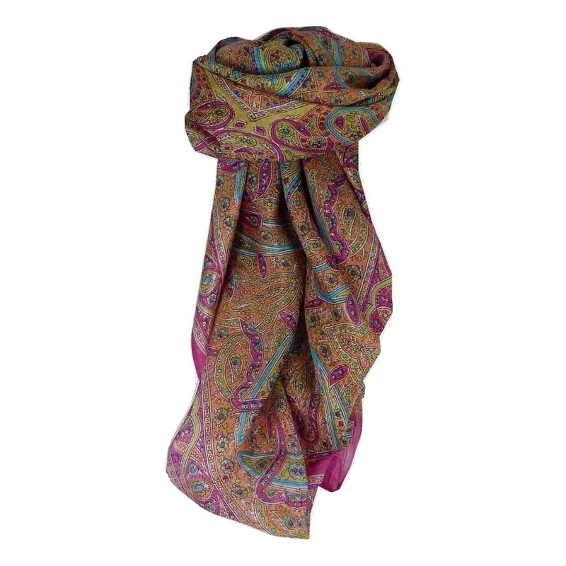 Mulberry Silk Traditional Square Scarf Yamuna Carnation by Pashmina & Silk | Fruugo SG