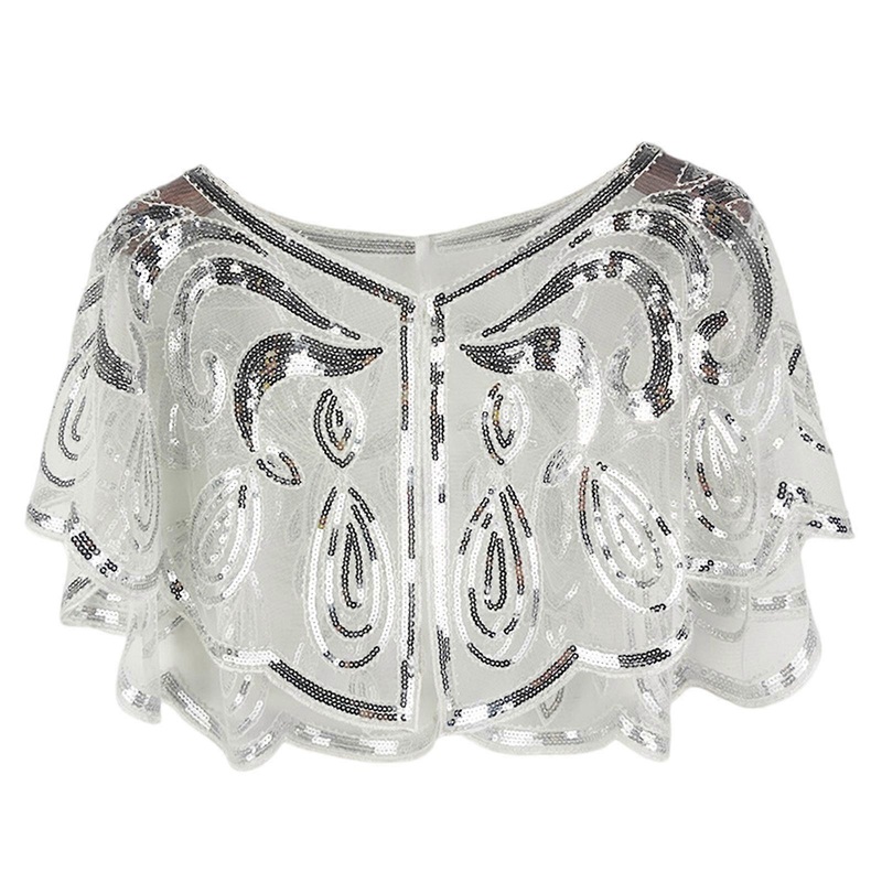 Solid Sequins Fragmented Tippet Ethnic Style Beads Lace Tippet Fashion Elegant Capes for Casual or Party Wear  White | Fruugo SG