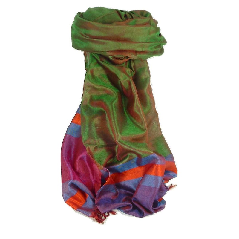 Varanasi Border Prime Silk Long Scarf Heritage Gupta 153 by Pashmina & Silk | Fruugo SG