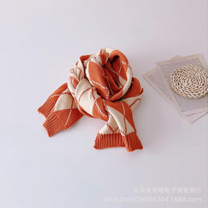 Color Diamond Plaid Children’s Winter Tide Knitting Soft Wool Necklaces For Boys And Girls Babies | Fruugo SG