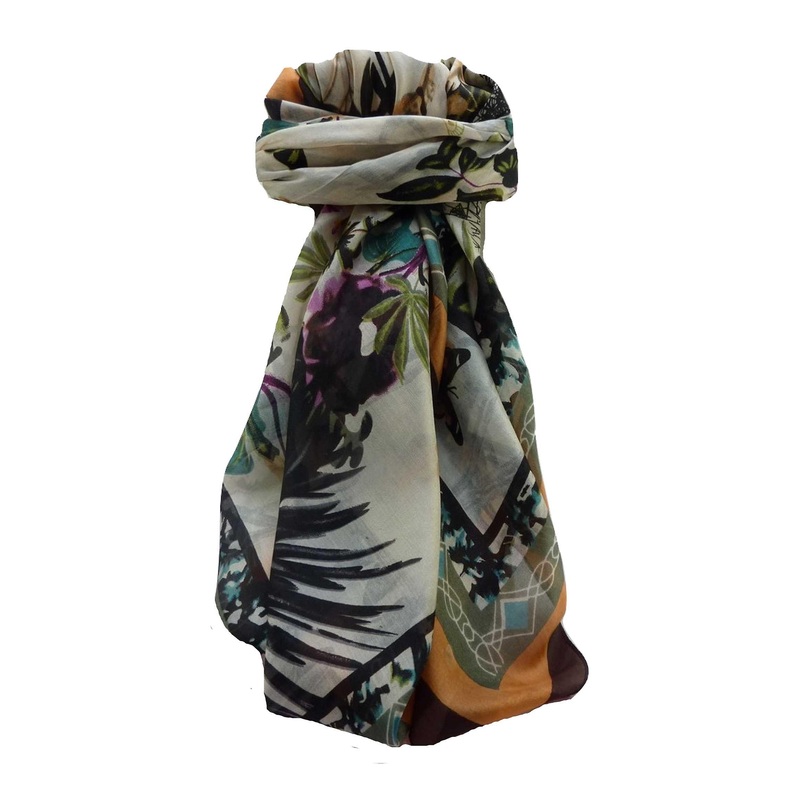 Mulberry Silk Contemporary Square Scarf Floral F241 by Pashmina & Silk | Fruugo SG