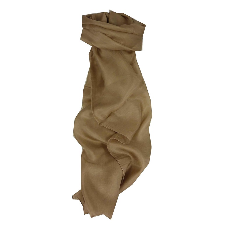Mulberry Silk Hand Dyed Long Scarf Mocha from Pashmina & Silk | Fruugo SG