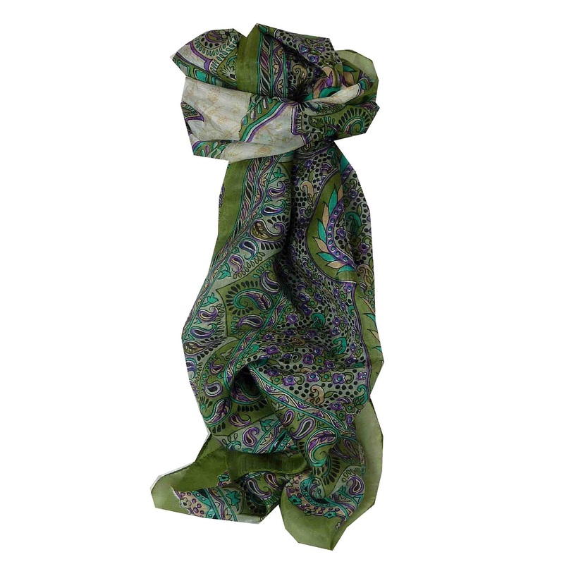 Mulberry Silk Traditional Long Scarf Alampur Sage by Pashmina & Silk | Fruugo SG