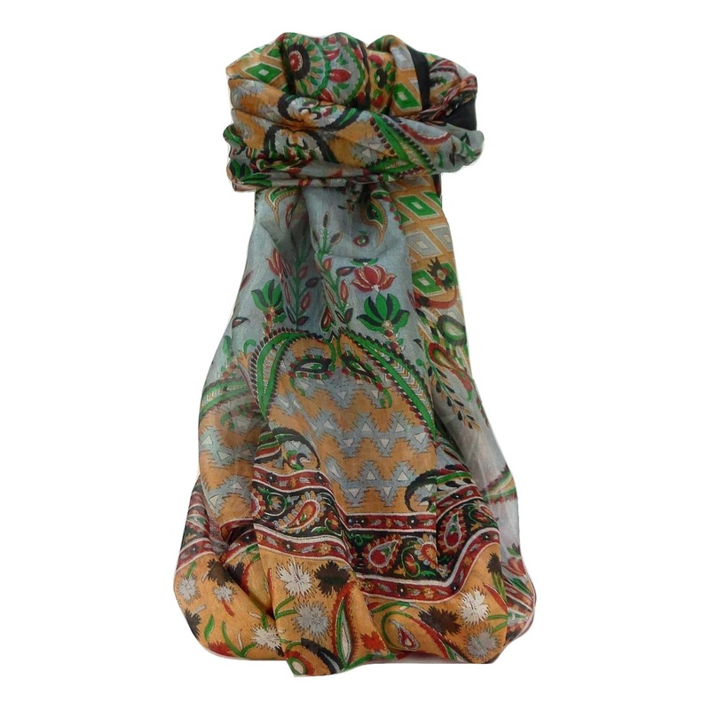 Mulberry Silk Traditional Long Scarf Kazia Black by Pashmina & Silk | Fruugo SG