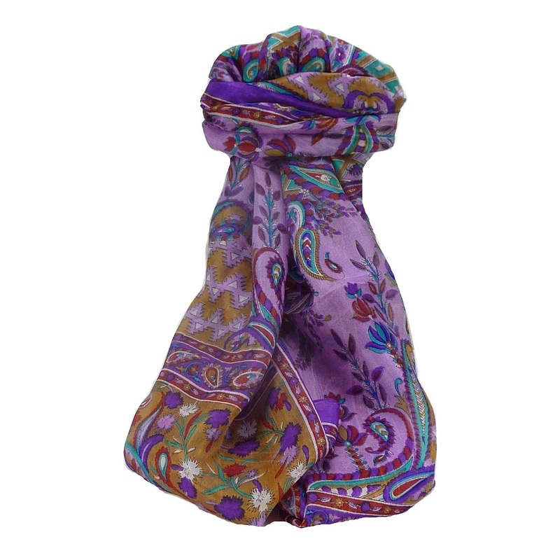 Mulberry Silk Traditional Long Scarf Kazia Indigo by Pashmina & Silk | Fruugo SG