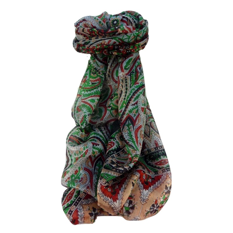 Mulberry Silk Traditional Long Scarf Prakash Black by Pashmina & Silk | Fruugo SG
